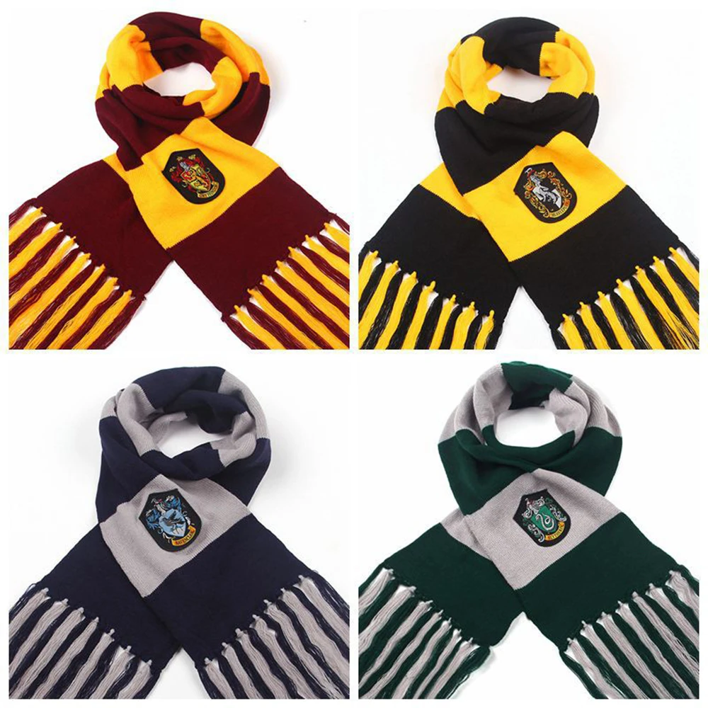 

185 см сохраняющий тепло Гарри Поттер шарф для взрослых Гриффиндор Когтевран пуффендуй Слизерин длинные шарфы шейный платок для женщин мужч...