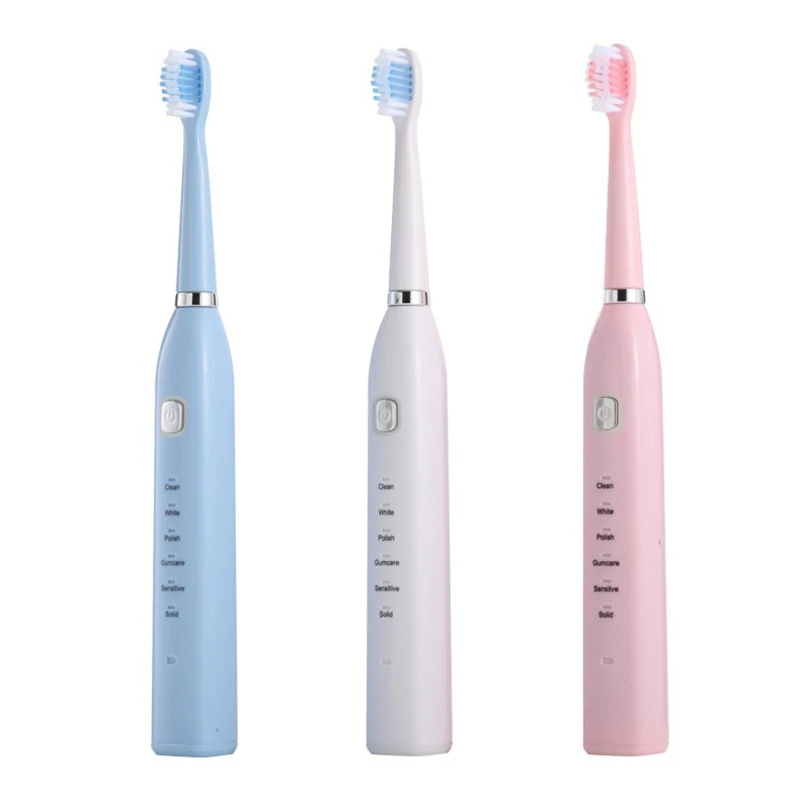 

Electric Toothbrush USB 4 Replacement Heads 6 Cleaning Modes