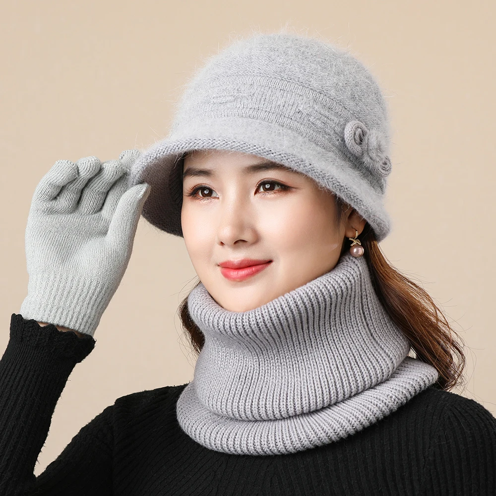 

Новая женская зимняя шапка сохраняющая тепло шерстяная вязаная шапка для раковины шарф теплый комплект модная шапка для женщин вязаная Пан...