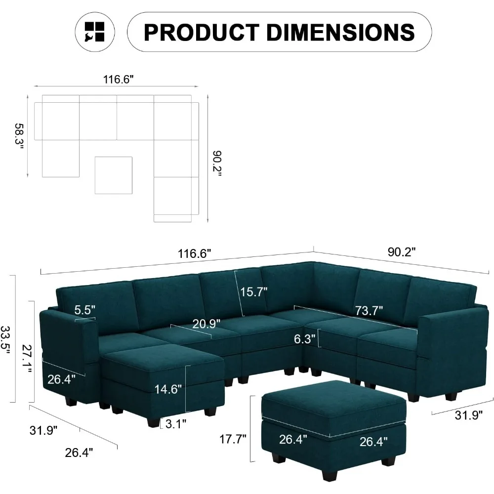 Негабаритный модульный секционный диван с сиденьем для хранения