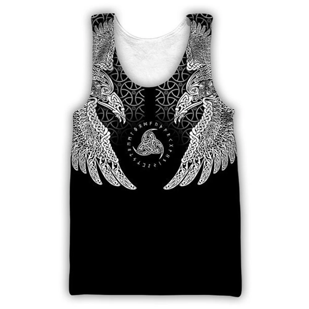 

Viking symbol - Tattoo Raven 3D Printed men vest Harajuku Fashion Sleeveless T-shirt summer streetwear Unisex tank tops WS-5846