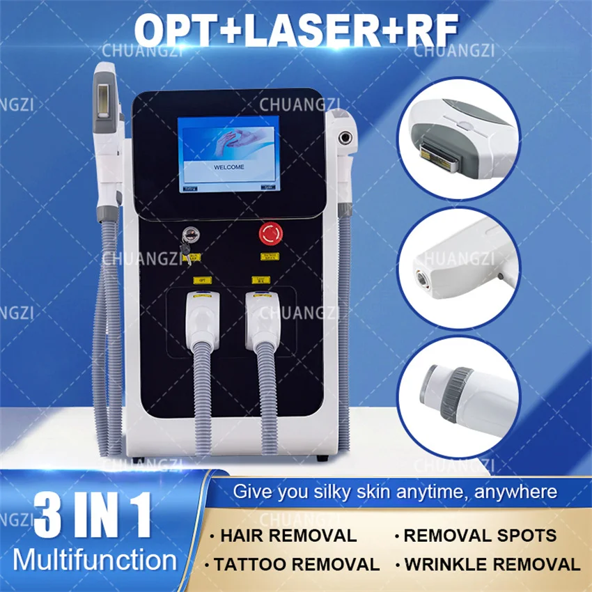 

OPT Laser RF 3 in 1 E-light Hair Removal Machine Nd Yag Laser Tattoo Removal Machine Face Lifting Picosecond Q-Switch