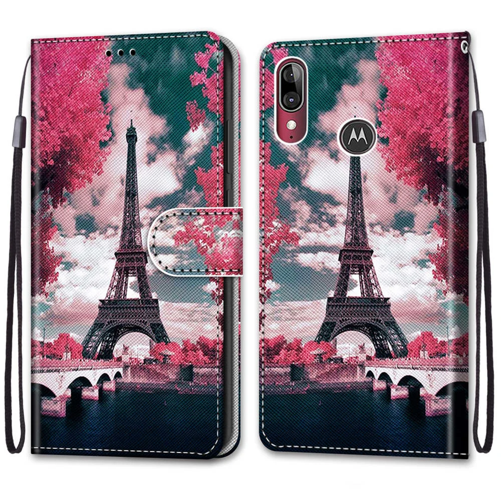 Флип-кейс для телефона Motorola Moto E6 Play "Кожаный бумажник" с крышкой-книгой, стендом и защитным держателем.