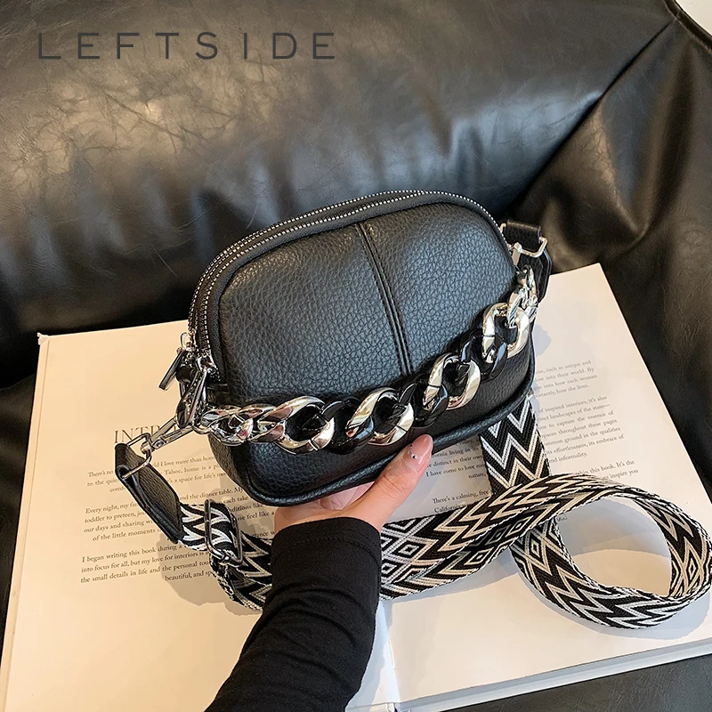 

Thick Chain Vintage Mini Crossbody Bag for Women 2023 Winter Trend Designer Leather Handbags Small Simple Shoulder Underarm Bag
