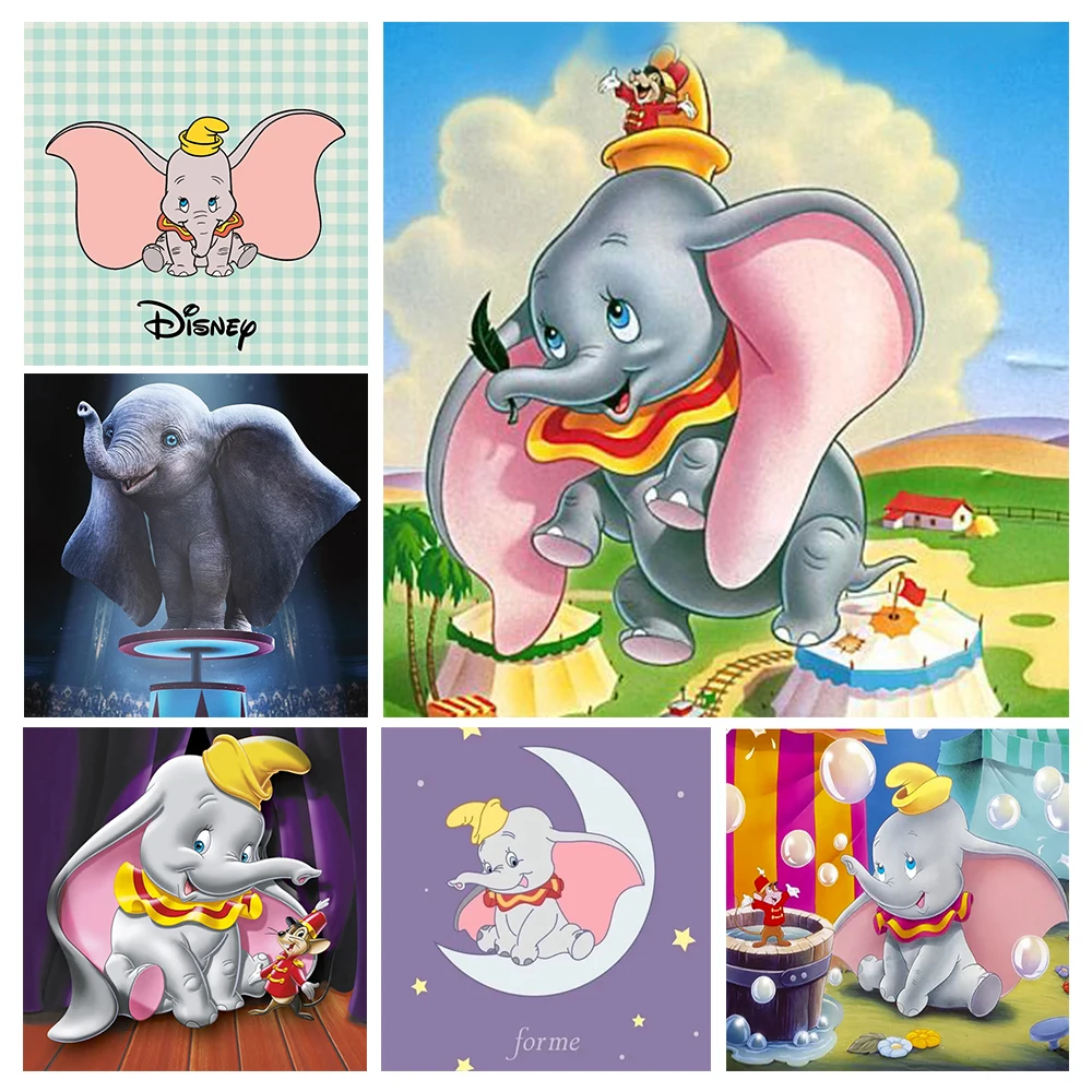 

Disney's New 5D DIY Diamond Painting Rhinestone Cross Stitch Set "Dumbo" Cartoon Animal Mosaic Home Decoration