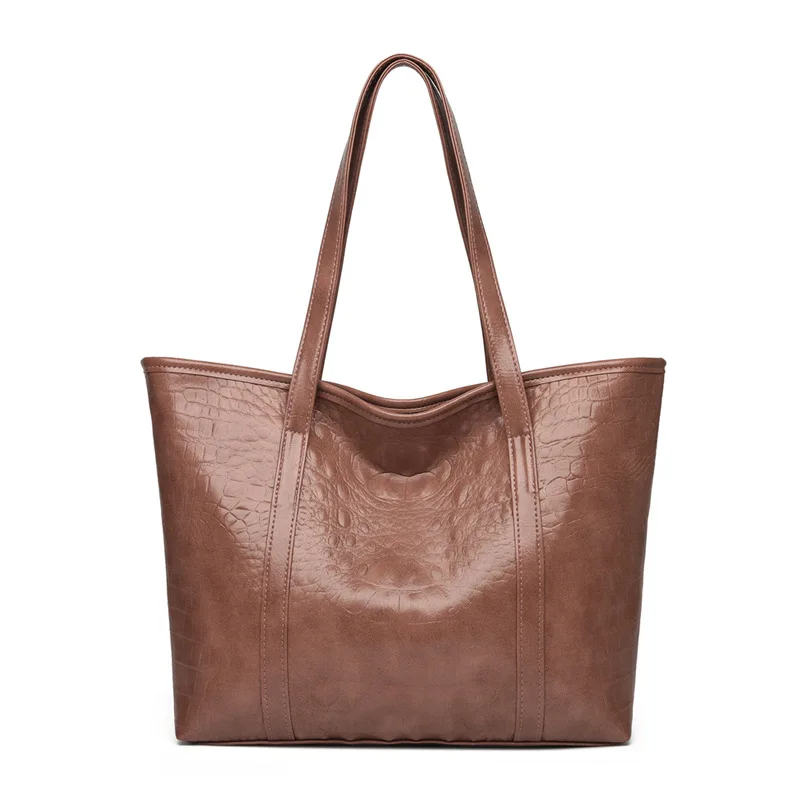 

TRAVEASY 2022 Fashion PU Leather Large Capacity Zipper Tote Bags for Women Casual Solid Color Square Vintage Female Hand Bags