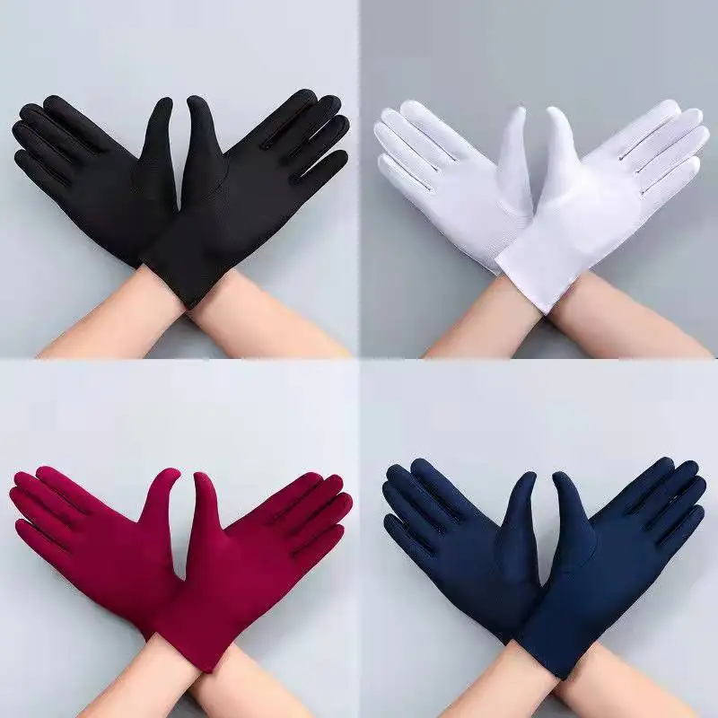 

Autumn Summer Thin Ice Silk Gloves Spring Cycling Driving Black White Gloves Training Sun Protection Handschuhe