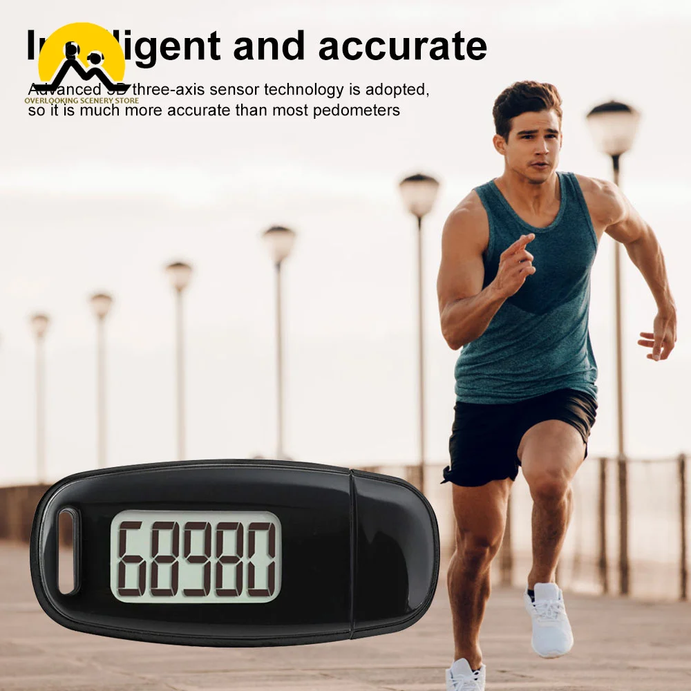 

3D Digital Pedometer with Clip and Lanyard Mini Simple Walking Step USB Charge 3D Digital Step Counter Exercise Pedometer Runner