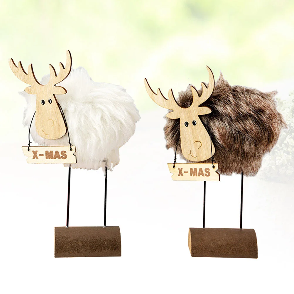 

2pcs Christmas Elk Desktop Ornament Table Adornment Xmas Party Desktop Decor for Bedroom Living Room