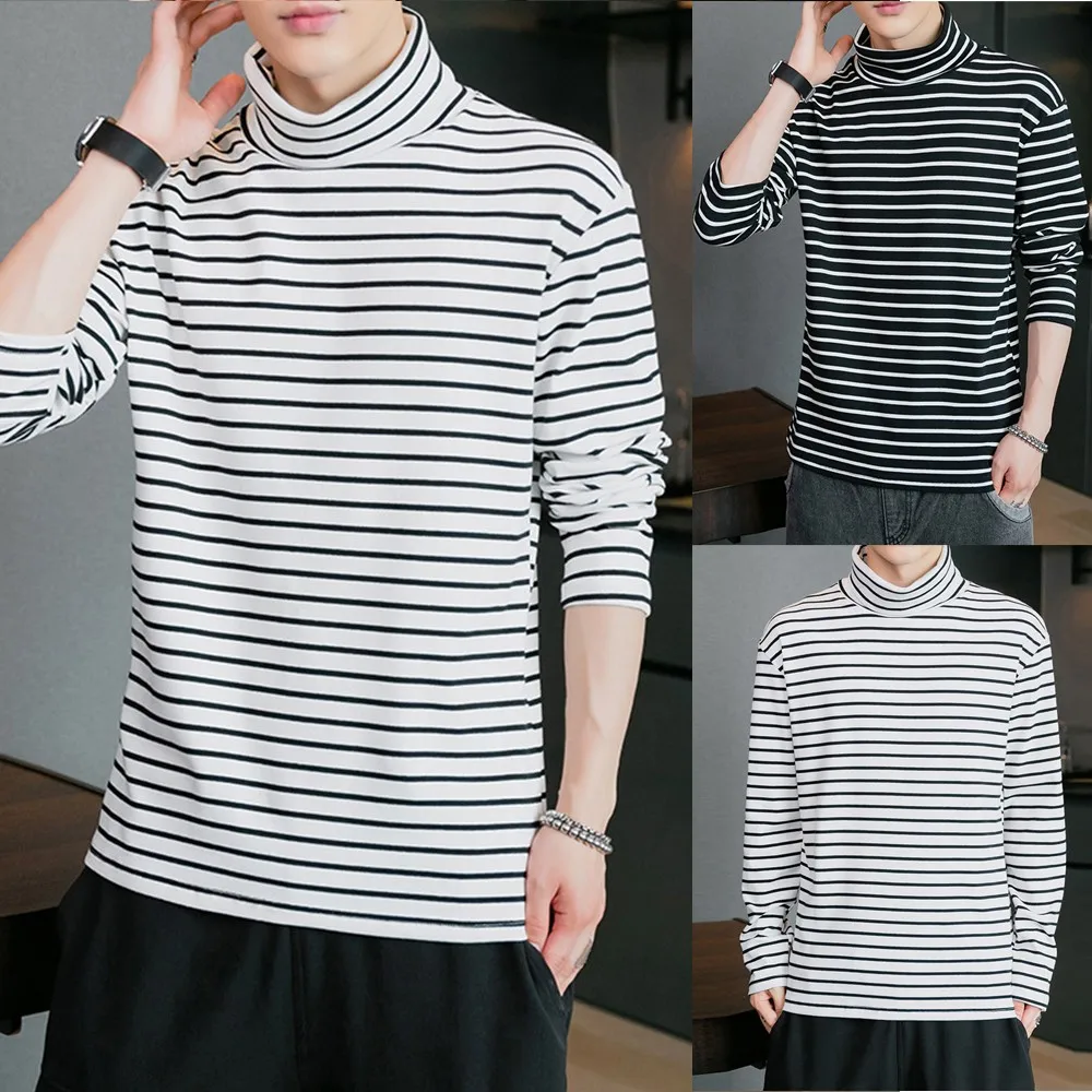 

Мужская теплая водолазка в полоску, с длинным рукавом, Размеры M ~ 2XL