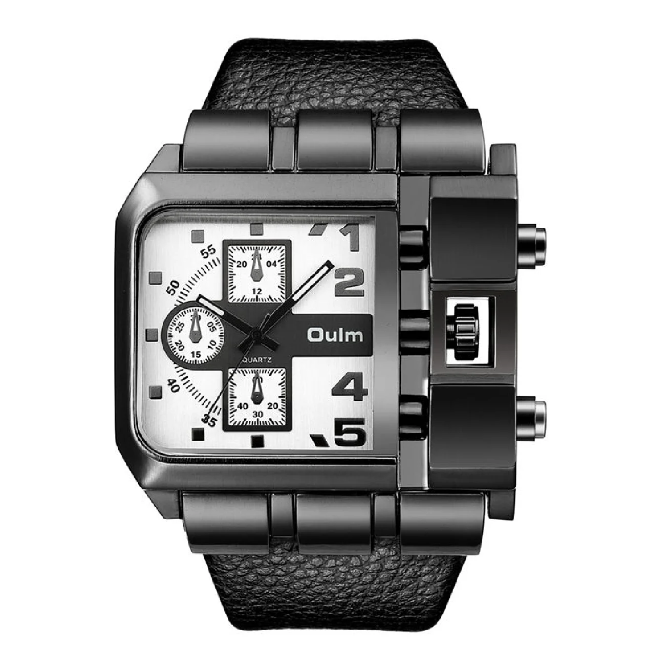 

Oulm 3364 Male Quartz Wristwatch Large Dial Watch Luxury Brand Auto Date Clock Men's Square Military Watches relogio masculino