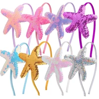 8 colors glitter heart girls head bands shiny starfish star hairbands for children girls hair accessories