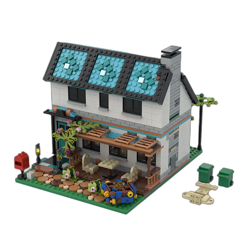 

MOC креативные экспертные идеи строительные блоки уличный вид архитектура модульный дом пазл обучающие игрушки для детей Подарки