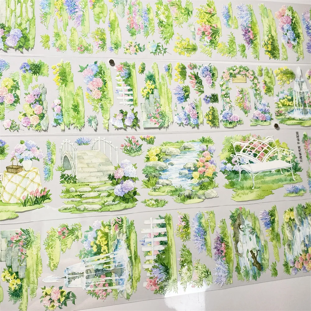 Фото Наклейка для скрапбукинга PET в винтажном стиле с видом на луг, серия Journal Half An Acre Flower Field, от Yuehai Research Institute №5