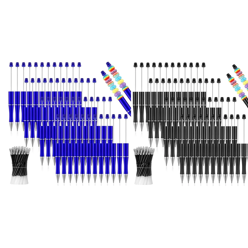 

Пластиковая шариковая ручка с бусинами, 50 шт., шариковая ручка с черными чернилами и бусинами, с 50 стержнями для самостоятельного изготовлен...