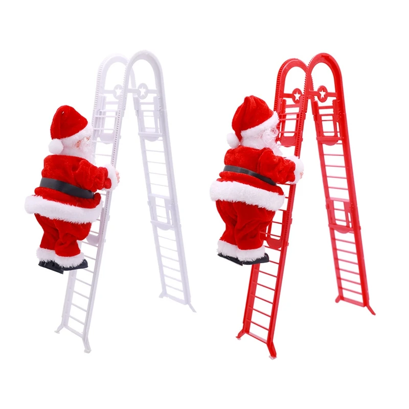 

Электрическая кукла-лестница для скалолазания Санта-Клауса с музыкой, украшение для рождественской елки, уличное и внутреннее украшение
