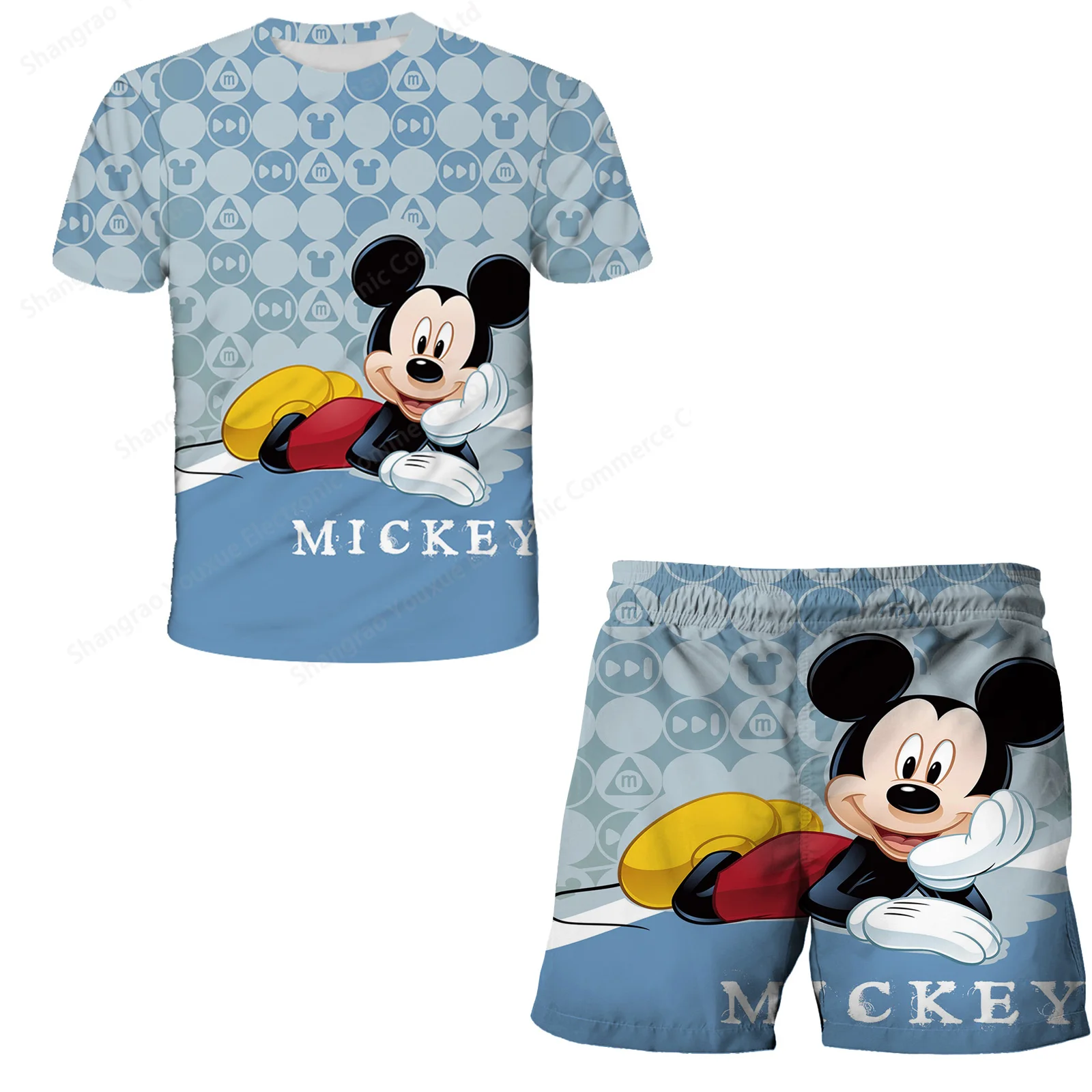 

New Mickey Mouse T-shirt 2 Piece Sets Kids Tracksuit Girls Oversized Clothes 3D Printed T Shirts Girls Suit Disney Tshirt Shorts