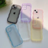 luxury cute candy color curly wave case for iphone 11 12 13 pro max x xr xs 7 8 plus se2020 shockproof clear soft silicone cover