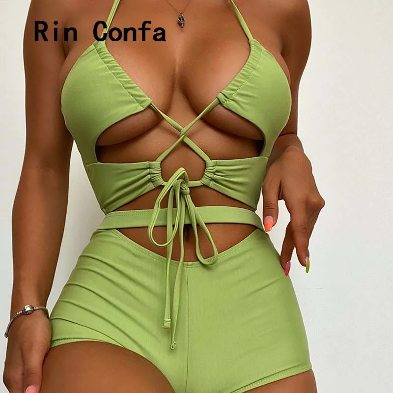 

Новый стильный женский раздельный купальник Rin Confa, сексуальный раздельный купальник, бикини с вырезами, пляжный купальник горячей весны