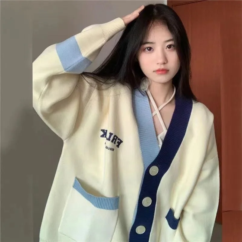 New High Quality Korean Fashion Cardigan Women's Sweater Long Sleeve Top Oversized Sweater Cute Kawaii Sweater Coat Women