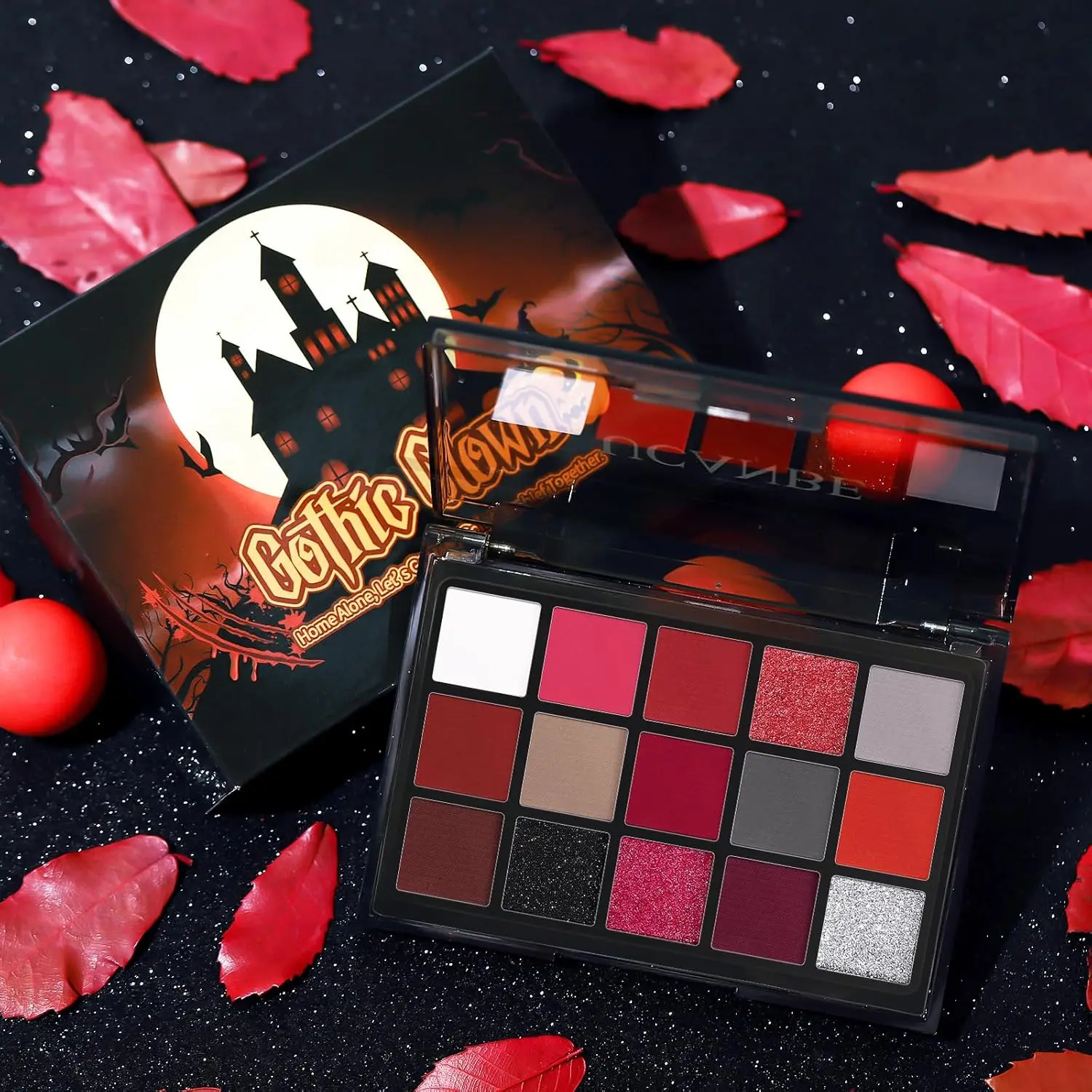 UCANBE Красная палитра теней для век 15 цветов бордовый серый серебристый мерцающий