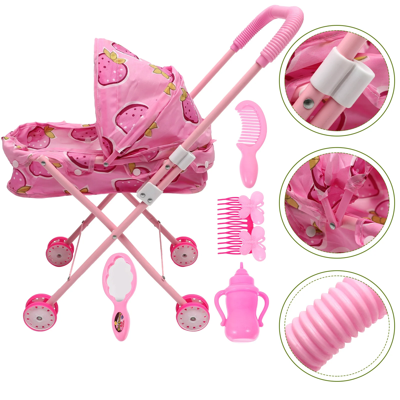 

Doll Stroller Toys Kids Simulated Stroller Model Playset Doll Accessories Baby Doll Trolley Pretend Toy Girl