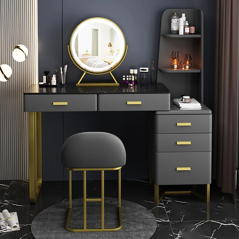 

Aesthetic Black Dresser Drawers Handles Desings Mirror Bedroom Makeup Table Women Wood Modern Mesa Maquillaje Dresser Furniture