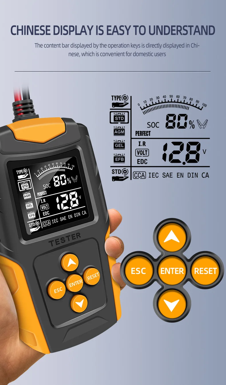 Universal 12V 24V Car Battery Tester LCD Vehicle Cranking Charging Scanner Diagnostic Measurement Analyzer |