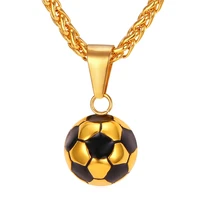 collare ball necklaces pendants gold color stainless steel wholesale football necklace women men sport gym jewelry p412