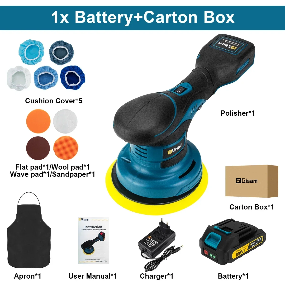

Gisam Бесщеточный полировальный станок для авто 150 мм