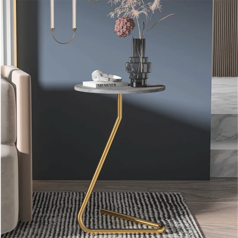 Белый круглый современный кофейный столик Декор металлический балкон