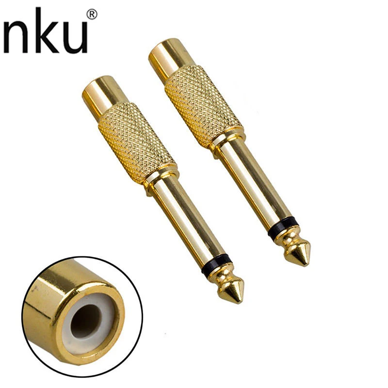

Nku RCA to 6.5 6.35mm 1/4 inch Adapter Gold Plated Pure Copper 6.5mm Male to RCA Female Jack TS Mono Audio Connector for Guitar