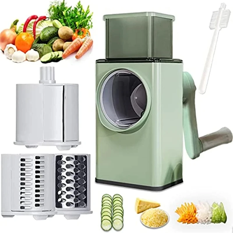 

3 In 1 Manual Vegetable Slicer Rotary Cheese Grater Shredder Potato Chopper Carrot Cutter Peeler Maker Kitchen Cutting Tool