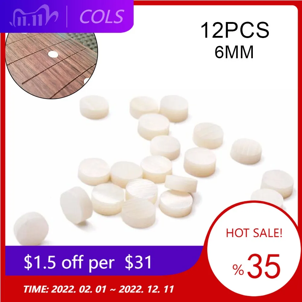 

12 PCS White Mother Of Pearl Guitar Luthier Dots Inlay Fret Side Marker 6MM Fretboard Points Repairing Boxes Or Jewellery Making