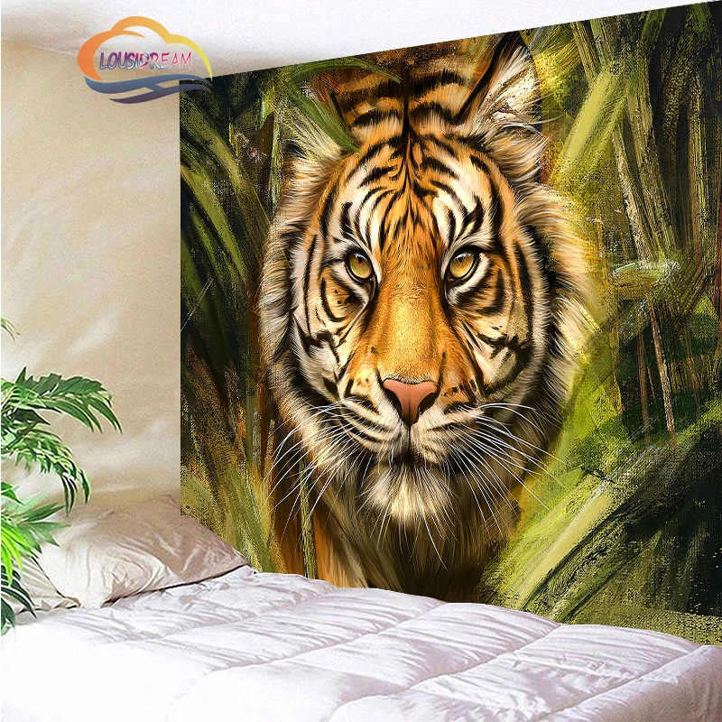 

Cheetah and Tiger Tapestry- Living Room Cute 3D white Tigers Pattern Indoor metope Tapestry best selling Animal tapestry