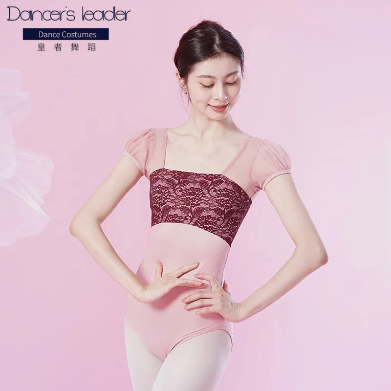

Ballet Leotard Skirt Set For Women Exercise Clothes Lace Square Neck Gymnastics Leotard Adult Ballet Stage Costumes