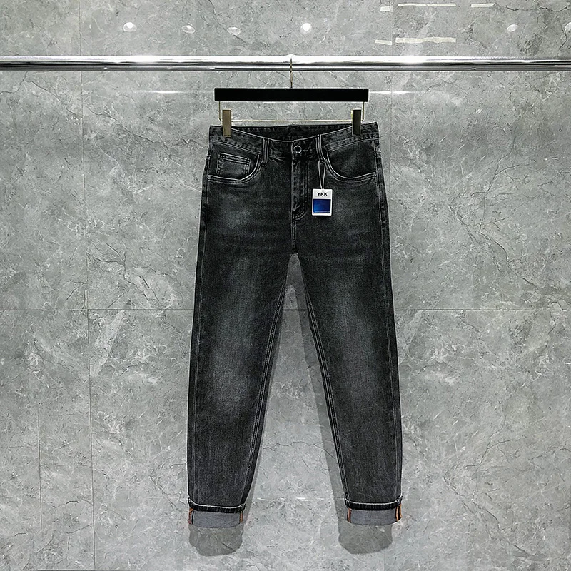 

Top Quality Jeans Men's Straight Loose Sports Hip-Hop Male Pants H Luxury Brand Grey Retro Mid-Waist Fashion Casual Denims