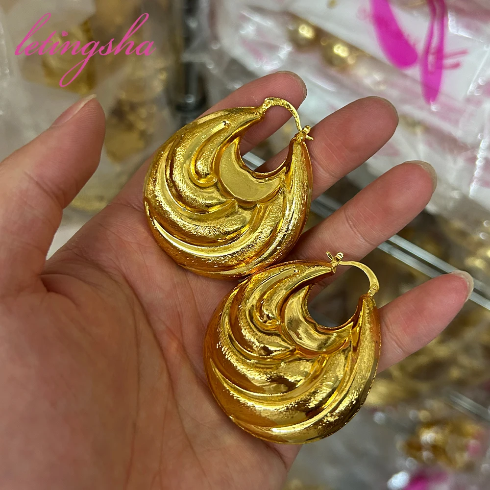 

Gold Plated Hoops Earrings Fashion Earrings Sets African Big Earring For Girls Gold Color Women Classic Brass Banquet For Lady