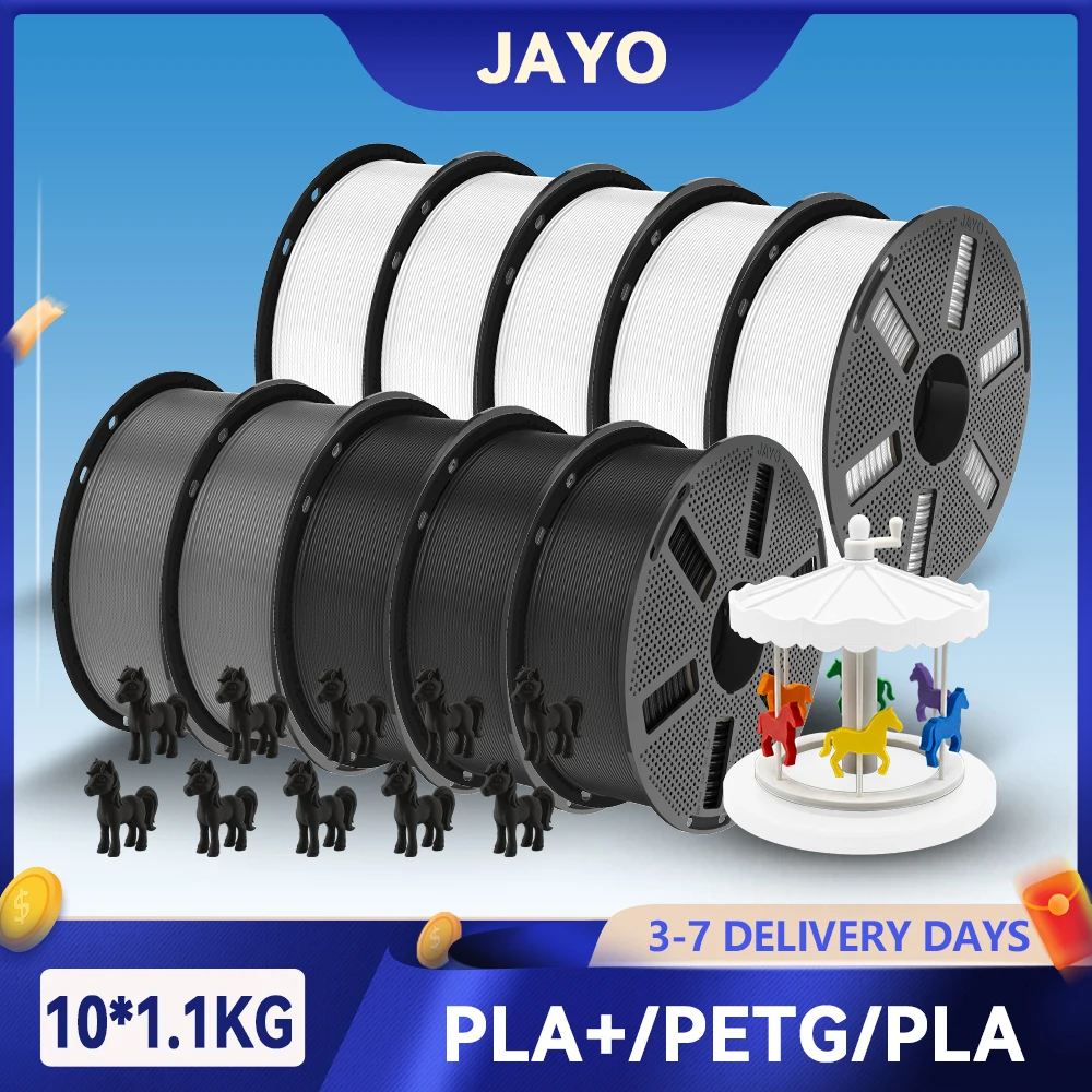 Фото JAYO 10 рулонов 3D-филамента PETG/PLA/PLA PLUS для 3D-принтеров, 1,75 мм, 100% без пузырьков, нетоксичный, материалы для 3D-печати для 3D-принтеров и 3D-ручек №2