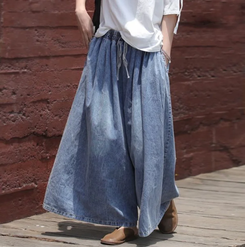 2023 Denim Loose Wide Leg Pants Women High Waist Vintage Retro Pants Female Trousers Vintage Clothes Spring Summer Cotton
