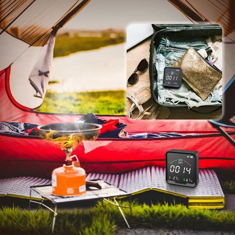 Детекторы угарного газа Портативный детектор CO 3 в 1 измеритель температуры и