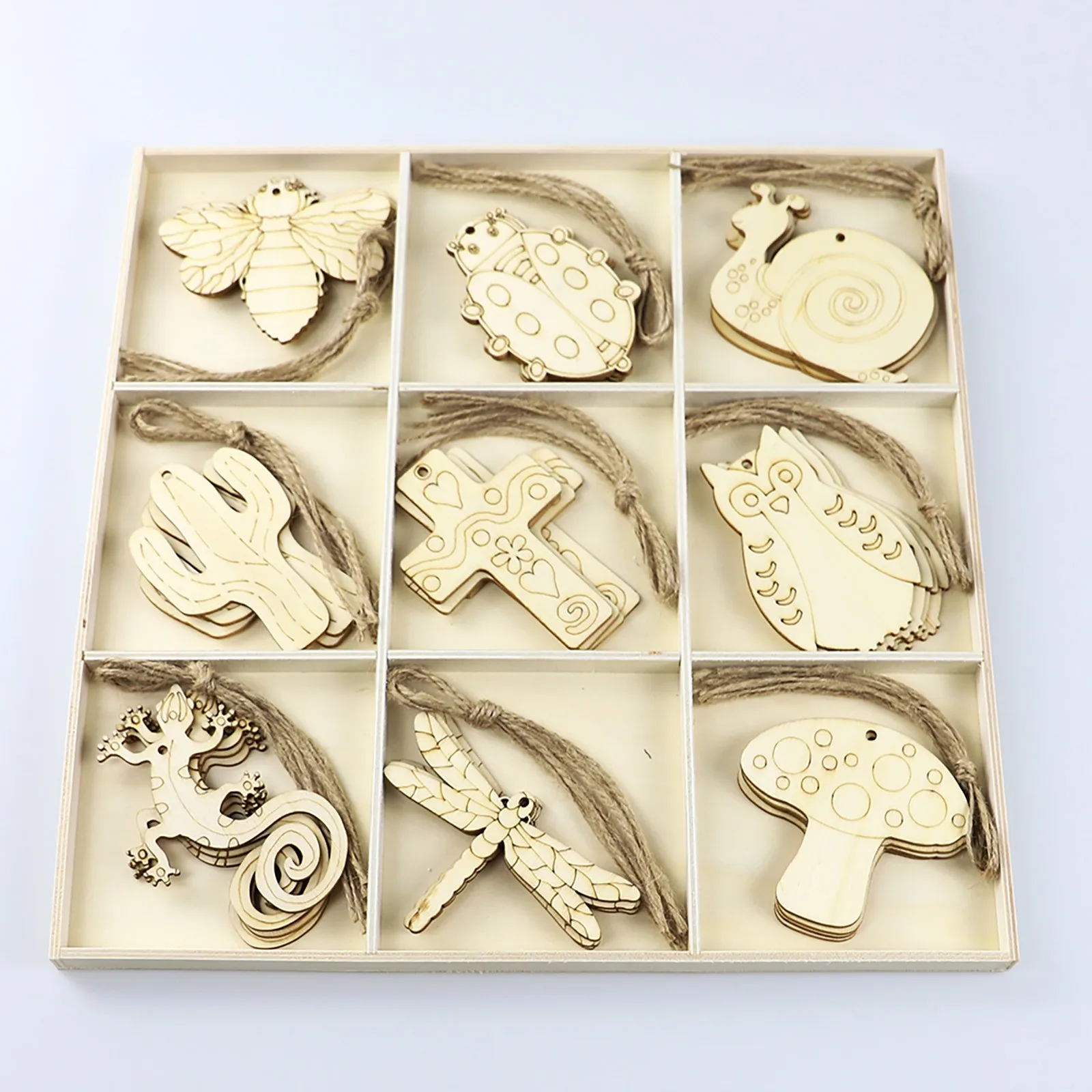 

Easter Decoration for Home DIY Painting Wood Rabbit Eggs Flower Wooden Lasers Pendant Wooden Crafts Set Kid Gift manualidades