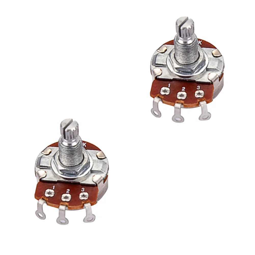 

2 Pcs Guitar Potentiometer 250k Tape Full Size Knurled Shaft Potentiometer