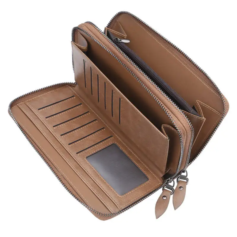 

Card Leather Purse Capacity Holder Luxury Phone Wallet Pocket Men's Boys 2023 Clutch Money Male Large Business Organizer Bag
