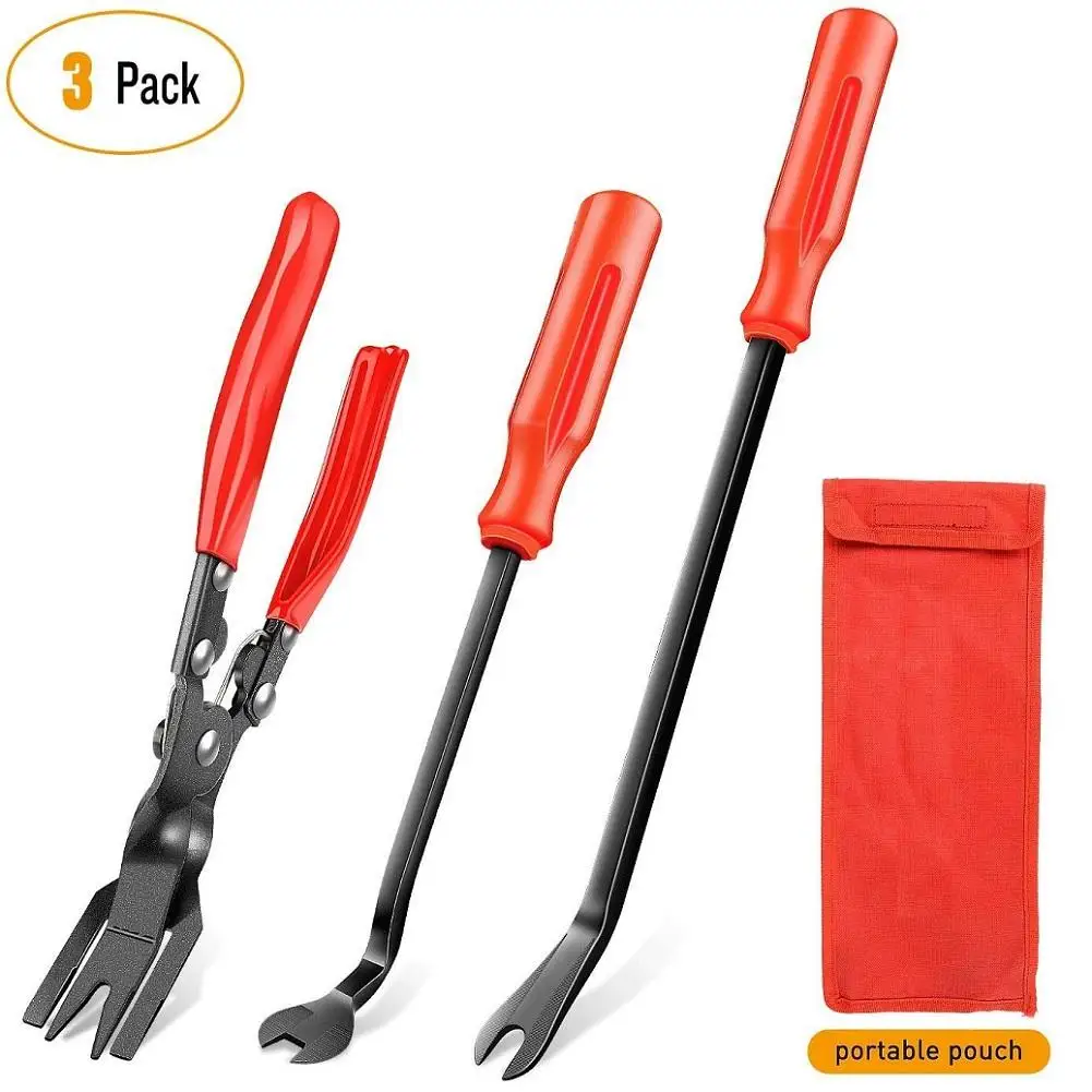 

3pcs Car Disassembly Light Cips Pliers Fastener Remover Set Rubber Buckle Screwdriver Rivet Removal Special Repair Kit