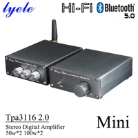 lyele audio tpa3116 2 0 mini amplifier stereo digital amplifier high power 50w2 100w2 bluetooth 5 0 dc12 24v toned audio amp