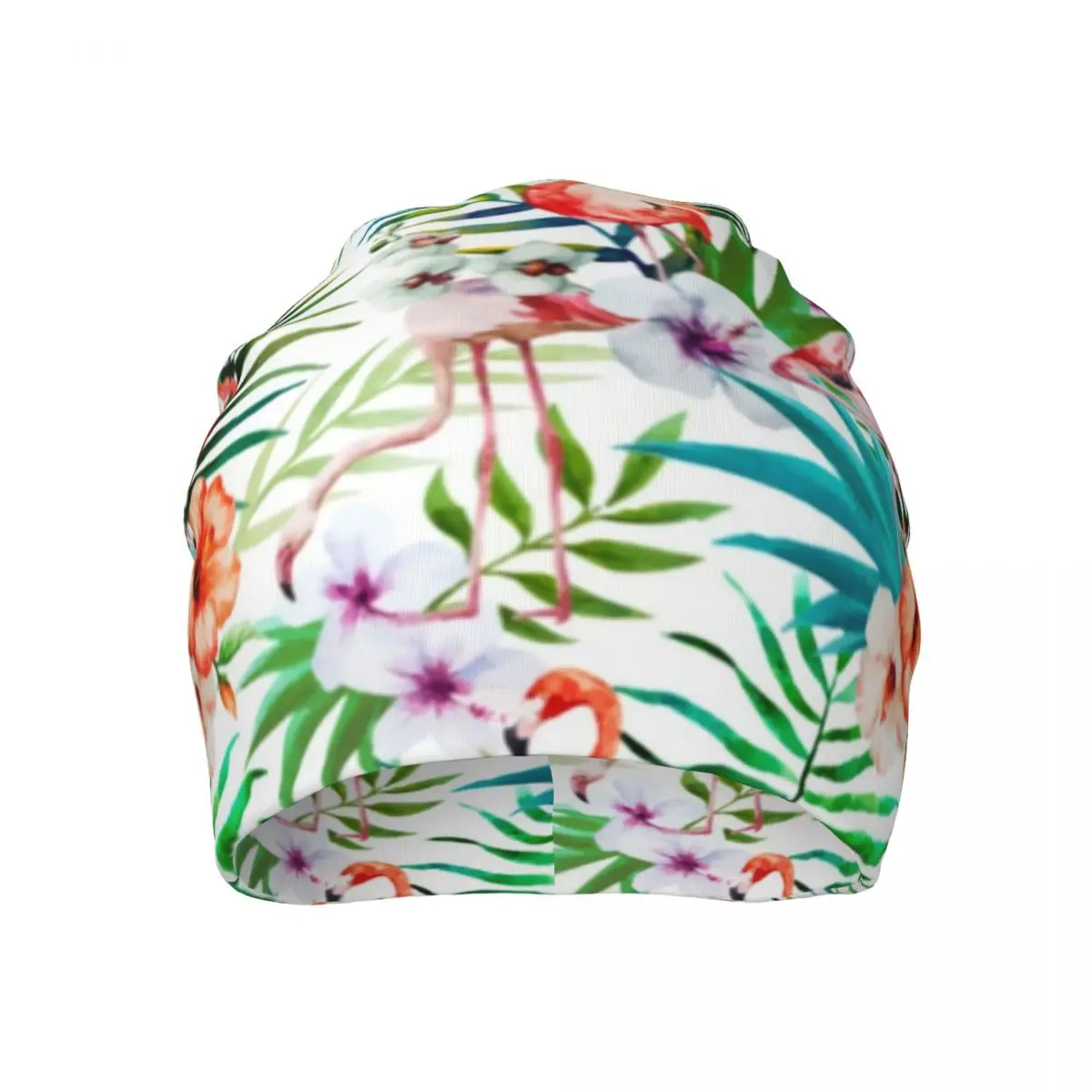 

Tropical Pink Flamingo Thin Beanie Botanical Flower Print Four Seasons Y2k Headwear Hardcore Men Women Hood