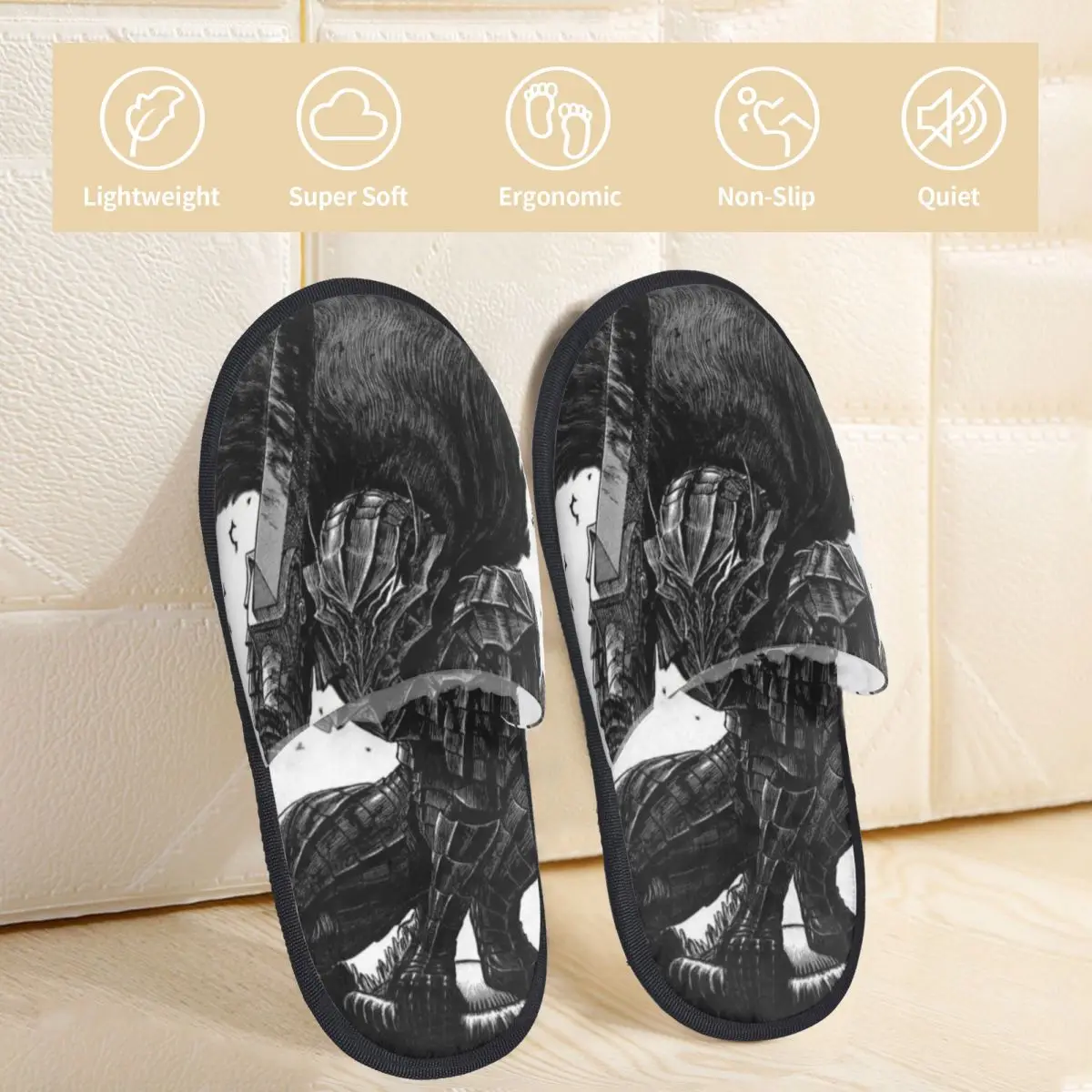 Японские домашние хлопчатобумажные тапочки Anime Berserk Gut для гостиной Нескользящие
