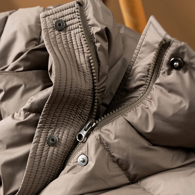 Thin 90%  White Goose Down  Casual  Winter Jacket Women  Casacos Femininos Inverno 2022  Zipper  Wide-waisted  Pockets