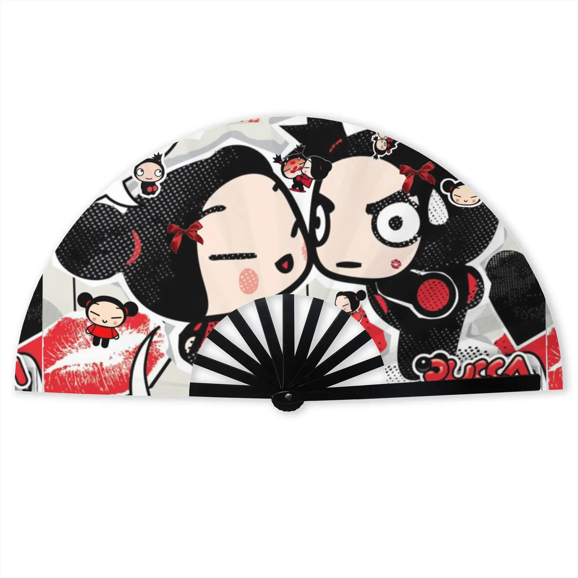 Милый мультяшный складной веер P-Pucca из полиэстера для самостоятельного изготовления, модный летний аксессуар, декоративный веер (art.: 3920dbfd8a0a4) - 3920dbfd8a0a4